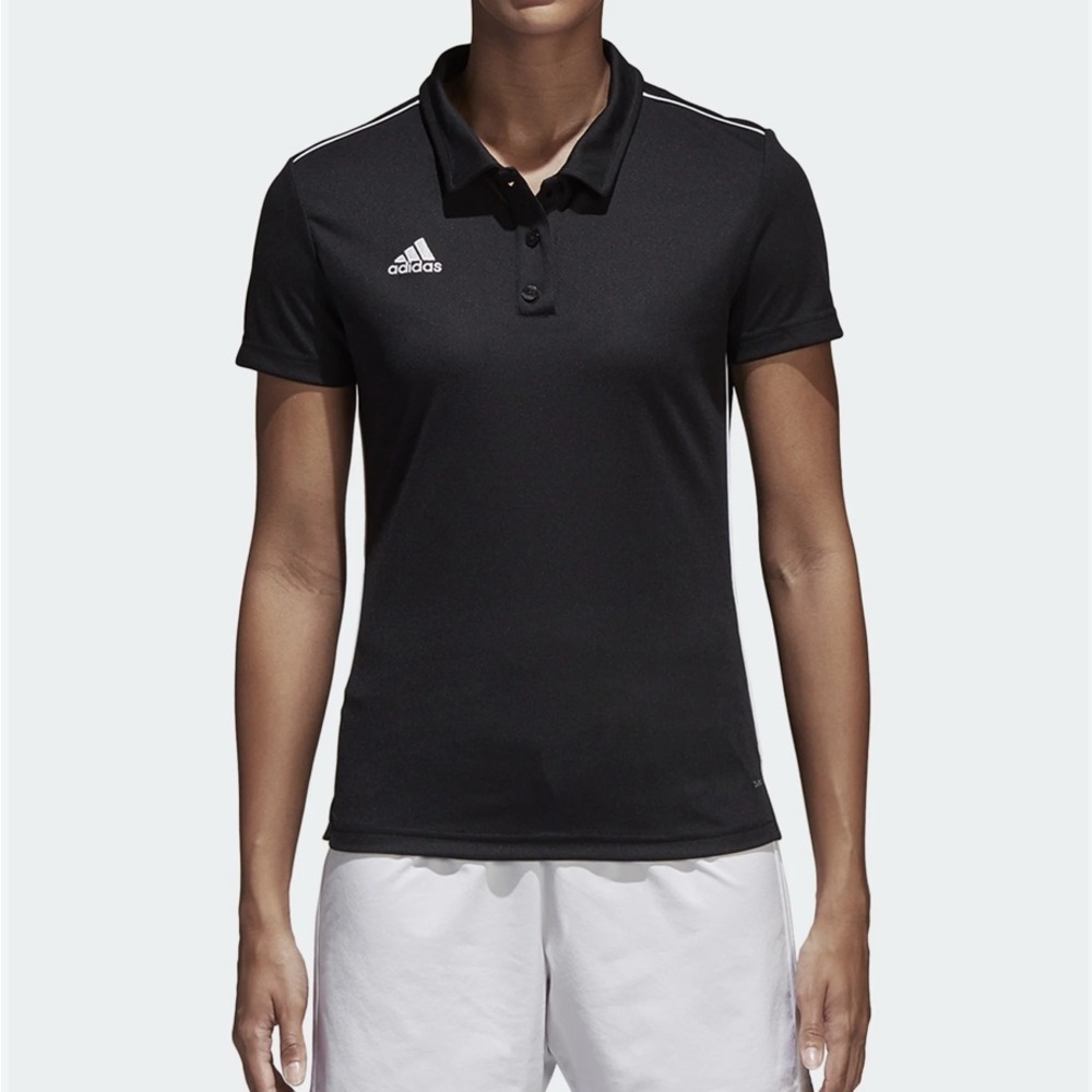 Adidas Women’s Core 18 Polo Collar Climalite Black White Short Sleeve Size XL